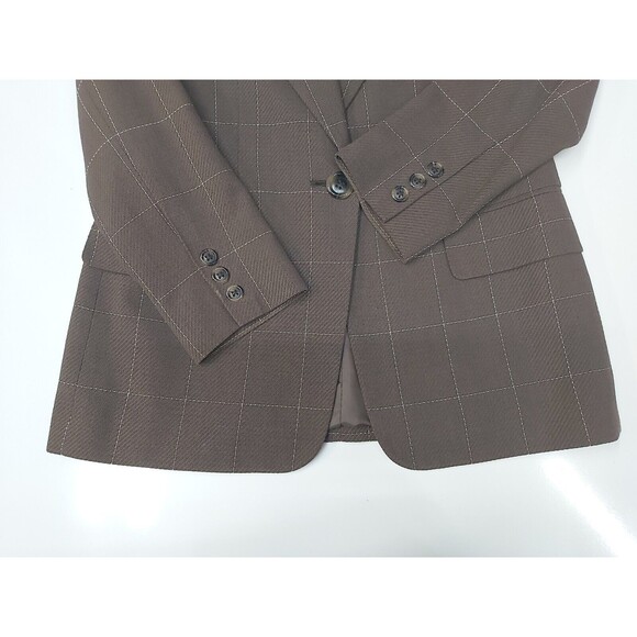 Ellen Tracy Women's Brown Square Stich Petite Blazer Size 2p - Picture 5 of 13